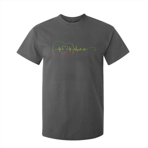 Guitar Rastafari Heartbeat T Shirt For Kid Jamaica ECG Pulse Rasta Reggae Music Vibes TS10 Dark Heather Print Your Wear