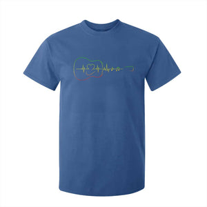 Guitar Rastafari Heartbeat T Shirt For Kid Jamaica ECG Pulse Rasta Reggae Music Vibes TS10 Royal Blue Print Your Wear