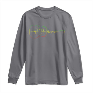 Guitar Rastafari Heartbeat Long Sleeve Shirt Jamaica ECG Pulse Rasta Reggae Music Vibes TS10 Charcoal Print Your Wear