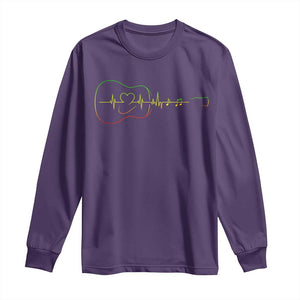Guitar Rastafari Heartbeat Long Sleeve Shirt Jamaica ECG Pulse Rasta Reggae Music Vibes TS10 Purple Print Your Wear