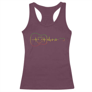 Guitar Rastafari Heartbeat Racerback Tank Top Jamaica ECG Pulse Rasta Reggae Music Vibes TS10 Maroon Print Your Wear