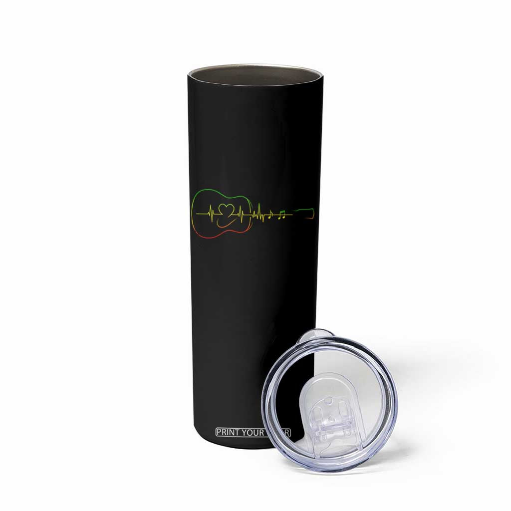 Guitar Rastafari Heartbeat Skinny Tumbler Jamaica ECG Pulse Rasta Reggae Music Vibes TS10 Print Your Wear