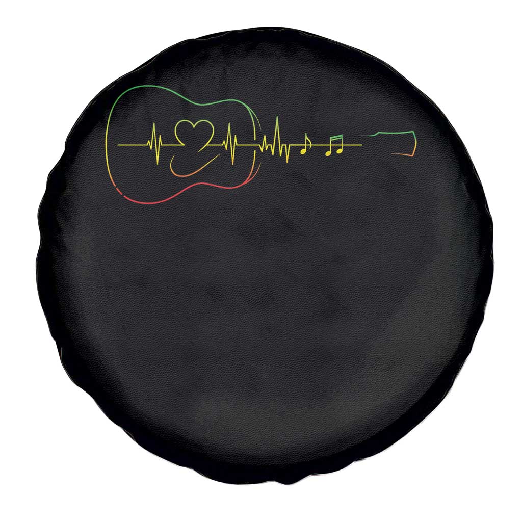Guitar Rastafari Heartbeat Spare Tire Cover Jamaica ECG Pulse Rasta Reggae Music Vibes TS10 Print Your Wear