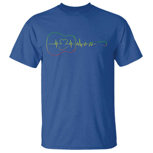 Guitar Rastafari Heartbeat T Shirt Jamaica ECG Pulse Rasta Reggae Music Vibes TS10 Royal Blue Print Your Wear