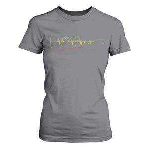 Guitar Rastafari Heartbeat T Shirt For Women Jamaica ECG Pulse Rasta Reggae Music Vibes TS10 Charcoal Print Your Wear