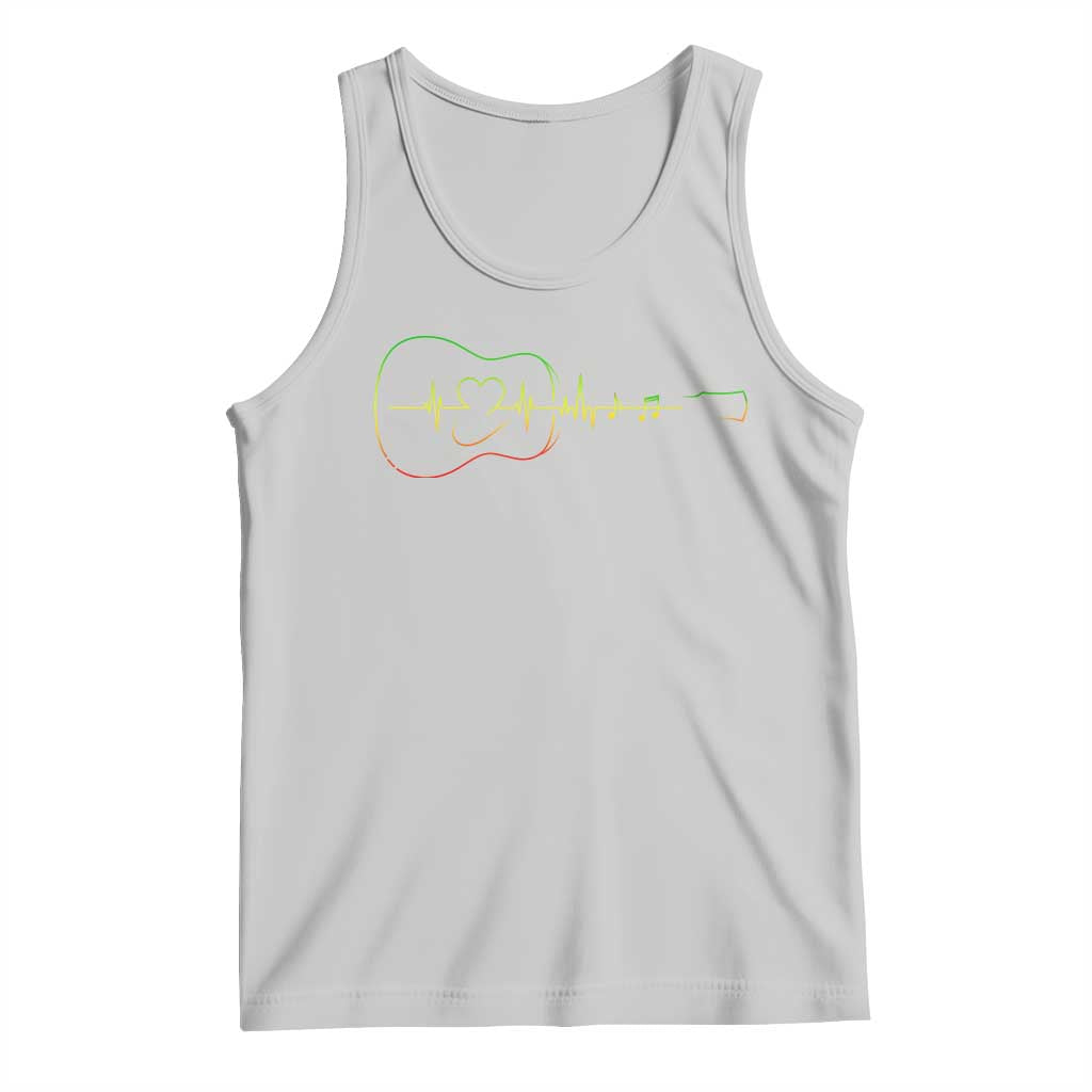 Guitar Rastafari Heartbeat Tank Top Jamaica ECG Pulse Rasta Reggae Music Vibes TS10 Ash Print Your Wear