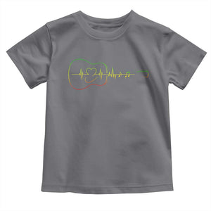 Guitar Rastafari Heartbeat Toddler T Shirt Jamaica ECG Pulse Rasta Reggae Music Vibes TS10 Charcoal Print Your Wear
