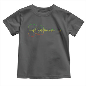 Guitar Rastafari Heartbeat Toddler T Shirt Jamaica ECG Pulse Rasta Reggae Music Vibes TS10 Dark Heather Print Your Wear