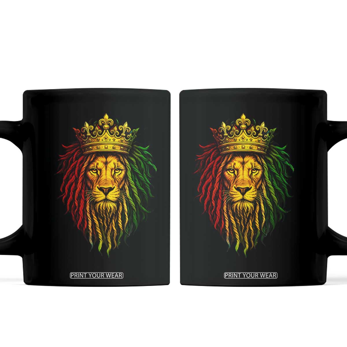Rasta Reggae Lion Coffee Mug Jamaican Pride Lion of Judah Gift for Rastafari TS10 Black Print Your Wear