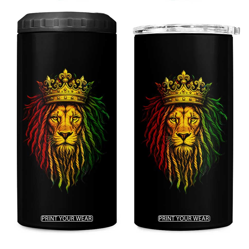 Rasta Reggae Lion 4 in 1 Can Cooler Tumbler Jamaican Pride Lion of Judah Gift for Rastafari TS10 One Size: 16 oz Black Print Your Wear