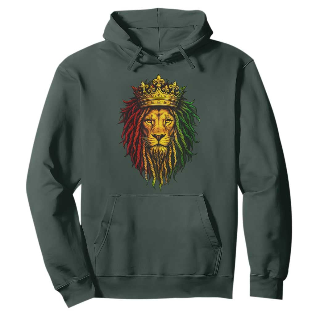 Rasta Reggae Lion Hoodie Jamaican Pride Lion of Judah Gift for Rastafari TS10 Dark Forest Green Print Your Wear