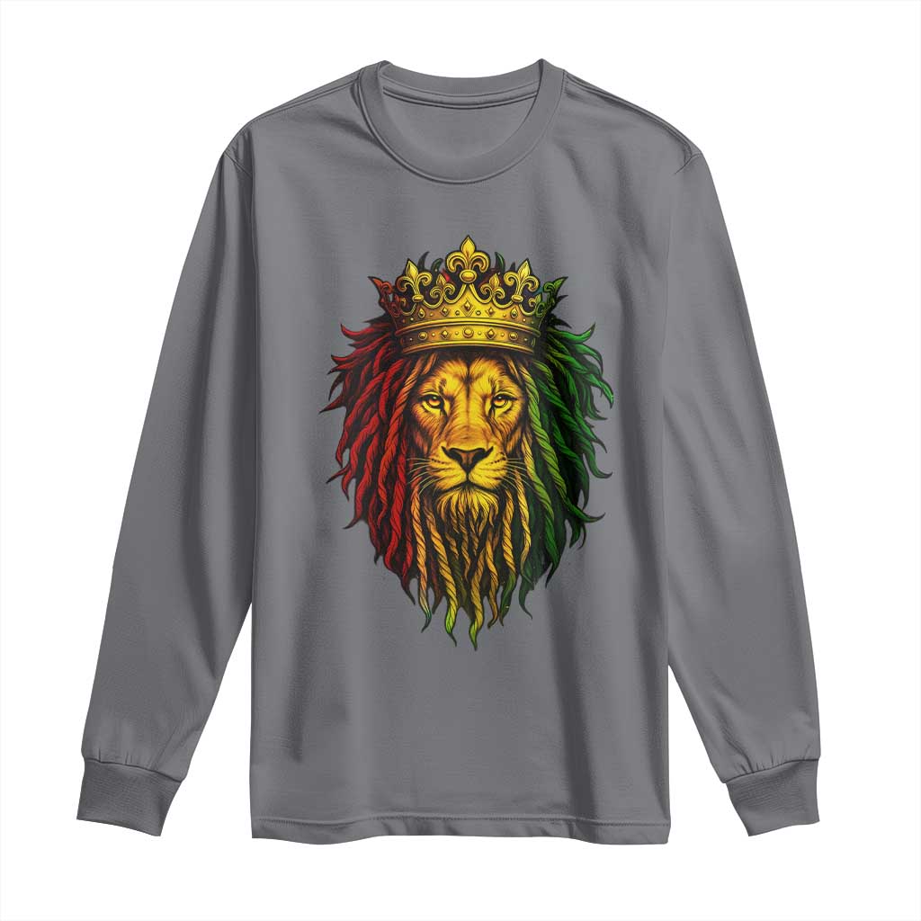 Rasta Reggae Lion Long Sleeve Shirt Jamaican Pride Lion of Judah Gift for Rastafari TS10 Charcoal Print Your Wear