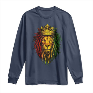 Rasta Reggae Lion Long Sleeve Shirt Jamaican Pride Lion of Judah Gift for Rastafari TS10 Navy Print Your Wear