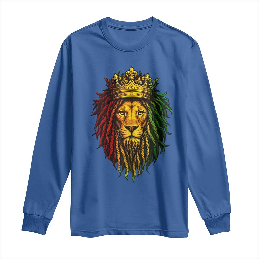 Rasta Reggae Lion Long Sleeve Shirt Jamaican Pride Lion of Judah Gift for Rastafari TS10 Royal Blue Print Your Wear