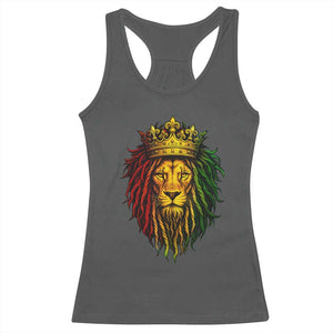 Rasta Reggae Lion Racerback Tank Top Jamaican Pride Lion of Judah Gift for Rastafari TS10 Dark Heather Print Your Wear