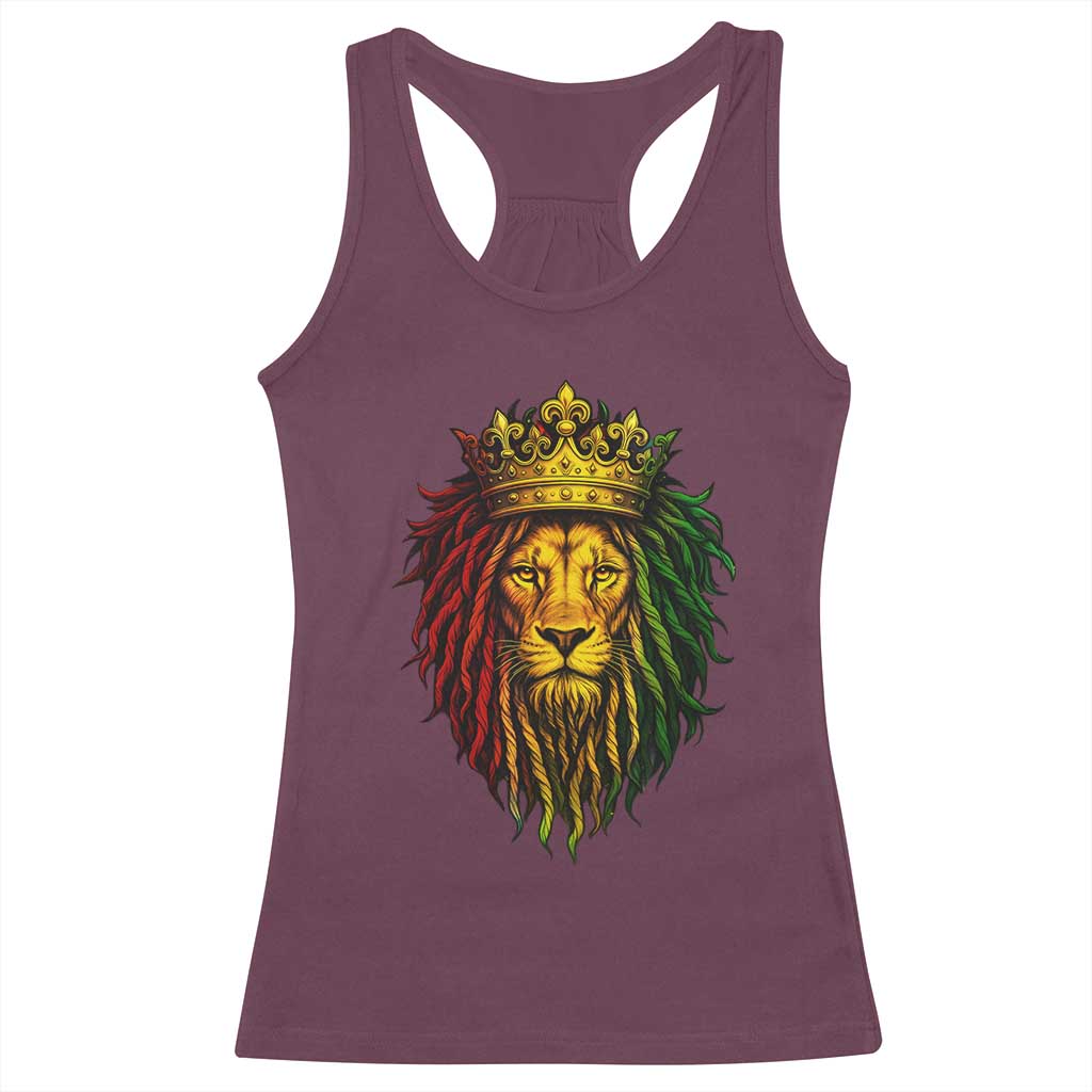 Rasta Reggae Lion Racerback Tank Top Jamaican Pride Lion of Judah Gift for Rastafari TS10 Maroon Print Your Wear