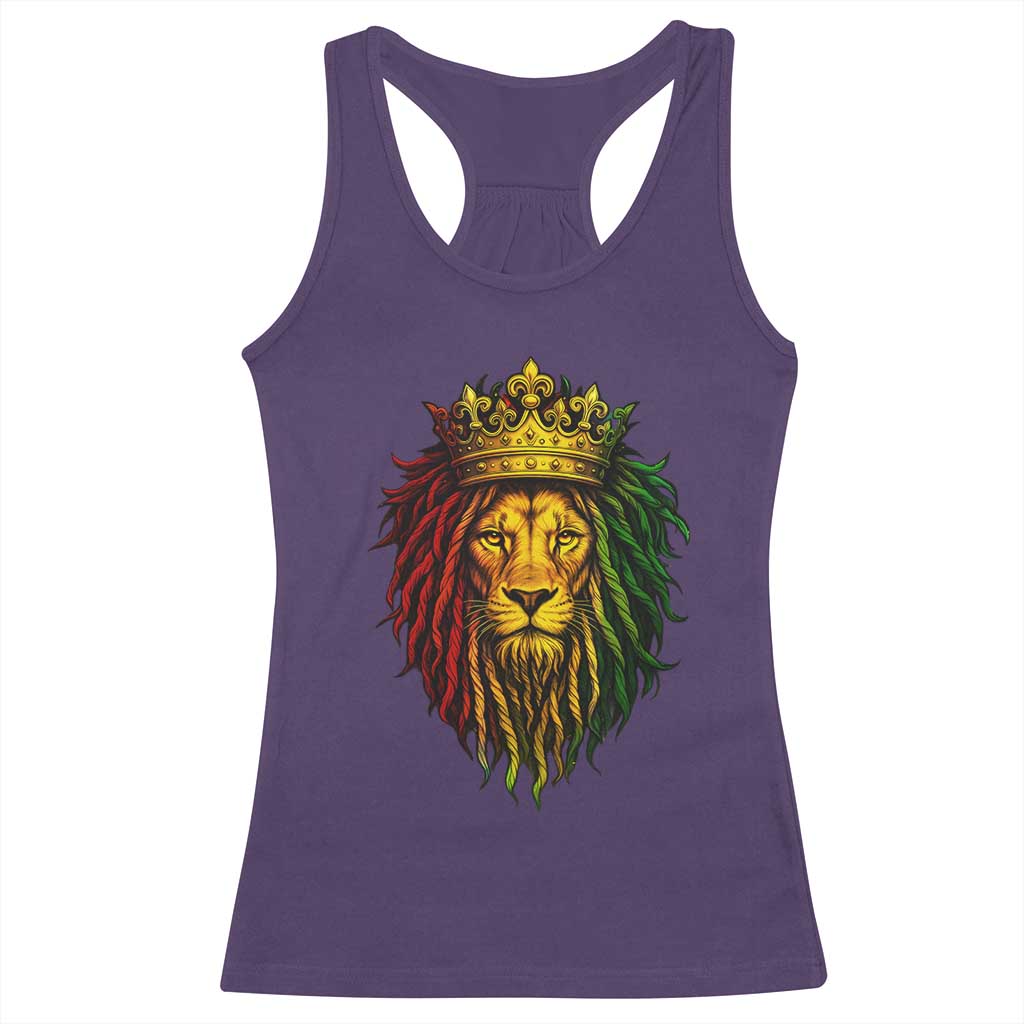 Rasta Reggae Lion Racerback Tank Top Jamaican Pride Lion of Judah Gift for Rastafari TS10 Purple Print Your Wear