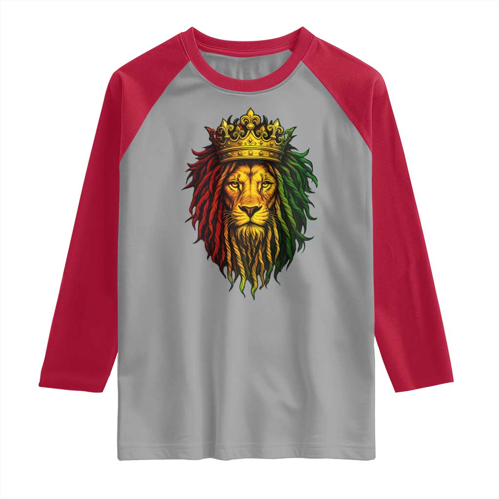 Rasta Reggae Lion Raglan Shirt Jamaican Pride Lion of Judah Gift for Rastafari TS10 Sport Gray Red Print Your Wear