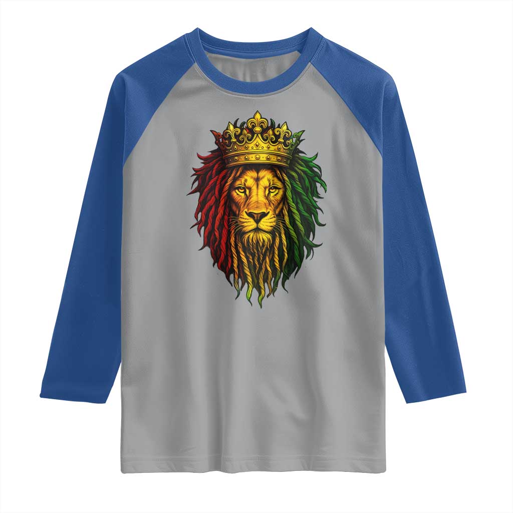 Rasta Reggae Lion Raglan Shirt Jamaican Pride Lion of Judah Gift for Rastafari TS10 Sport Gray Royal Print Your Wear