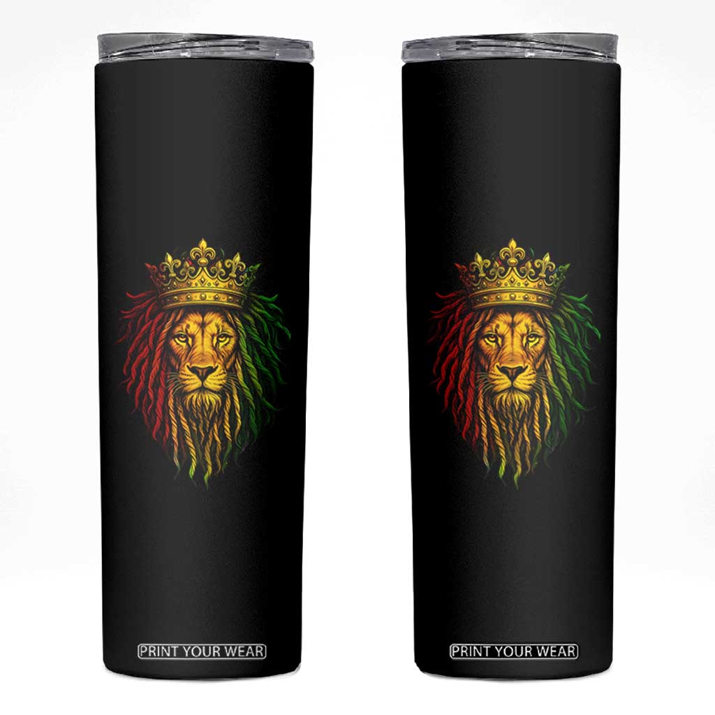 Rasta Reggae Lion Skinny Tumbler Jamaican Pride Lion of Judah Gift for Rastafari TS10 Black Print Your Wear