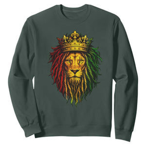Rasta Reggae Lion Sweatshirt Jamaican Pride Lion of Judah Gift for Rastafari TS10 Dark Forest Green Print Your Wear