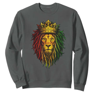 Rasta Reggae Lion Sweatshirt Jamaican Pride Lion of Judah Gift for Rastafari TS10 Dark Heather Print Your Wear