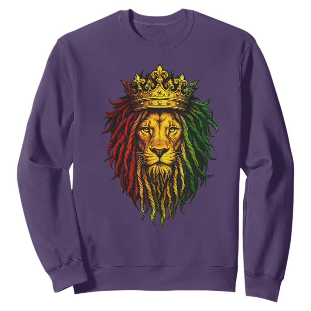 Rasta Reggae Lion Sweatshirt Jamaican Pride Lion of Judah Gift for Rastafari TS10 Purple Print Your Wear