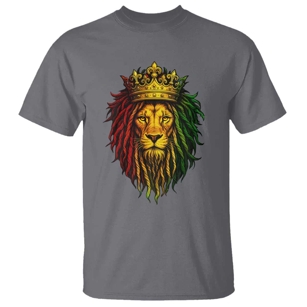Rasta Reggae Lion T Shirt Jamaican Pride Lion of Judah Gift for Rastafari TS10 Charcoal Print Your Wear