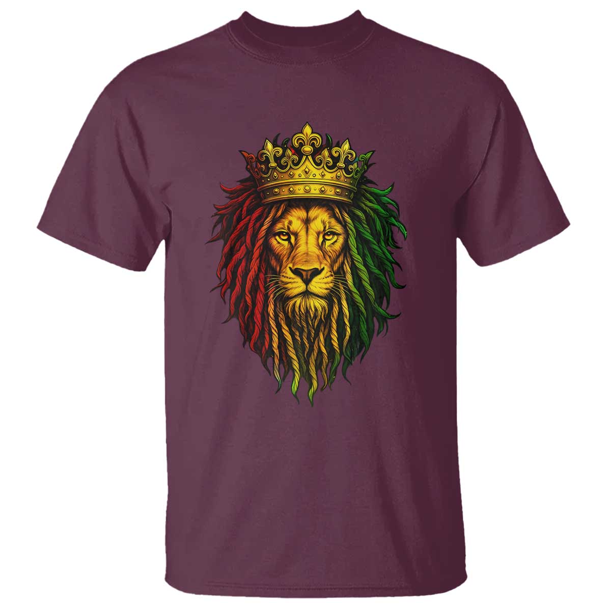 Rasta Reggae Lion T Shirt Jamaican Pride Lion of Judah Gift for Rastafari TS10 Maroon Print Your Wear