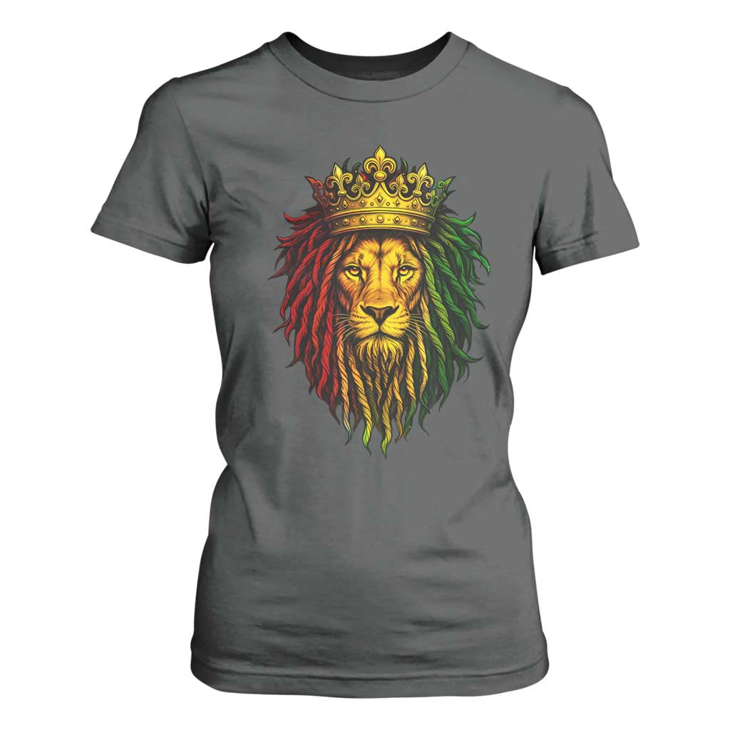 Rasta Reggae Lion T Shirt For Women Jamaican Pride Lion of Judah Gift for Rastafari TS10 Dark Heather Print Your Wear