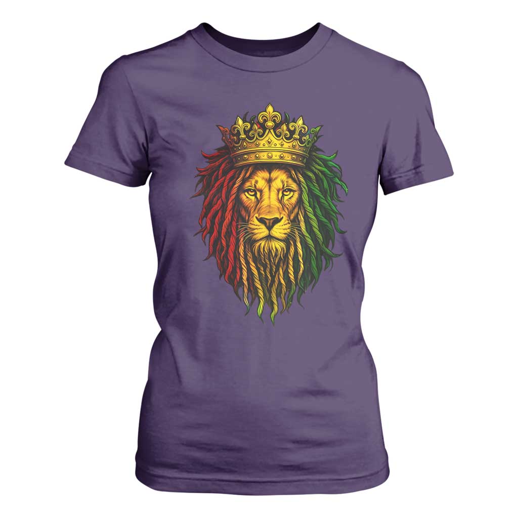 Rasta Reggae Lion T Shirt For Women Jamaican Pride Lion of Judah Gift for Rastafari TS10 Purple Print Your Wear