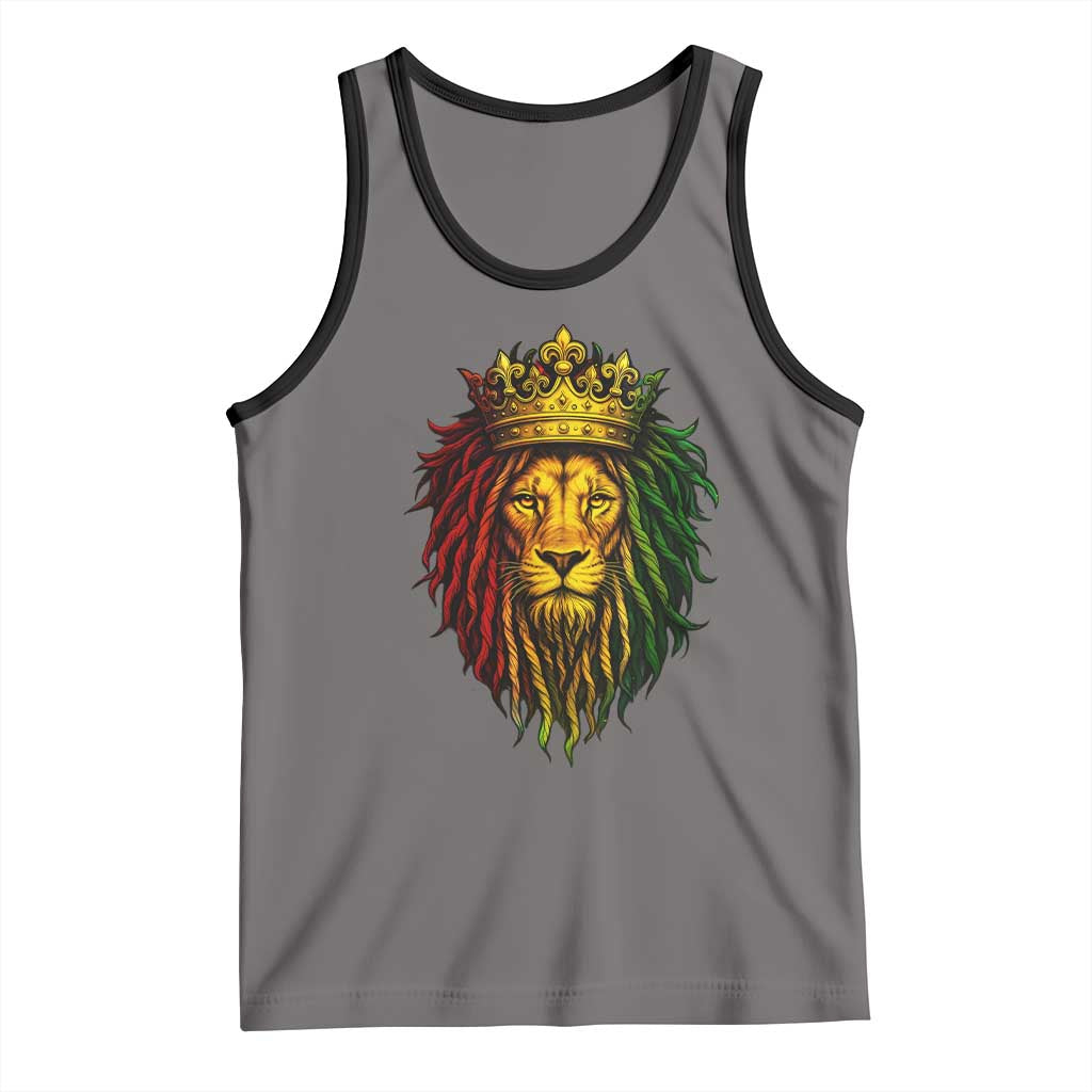 Rasta Reggae Lion Tank Top Jamaican Pride Lion of Judah Gift for Rastafari TS10 Deep Heather Black Print Your Wear