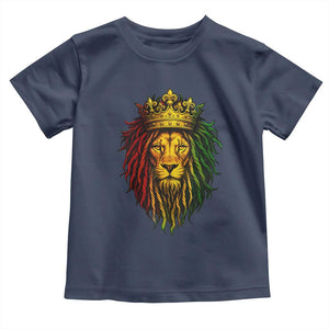 Rasta Reggae Lion Toddler T Shirt Jamaican Pride Lion of Judah Gift for Rastafari TS10 Navy Print Your Wear
