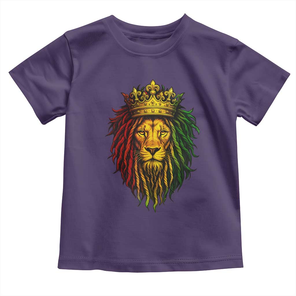 Rasta Reggae Lion Toddler T Shirt Jamaican Pride Lion of Judah Gift for Rastafari TS10 Purple Print Your Wear