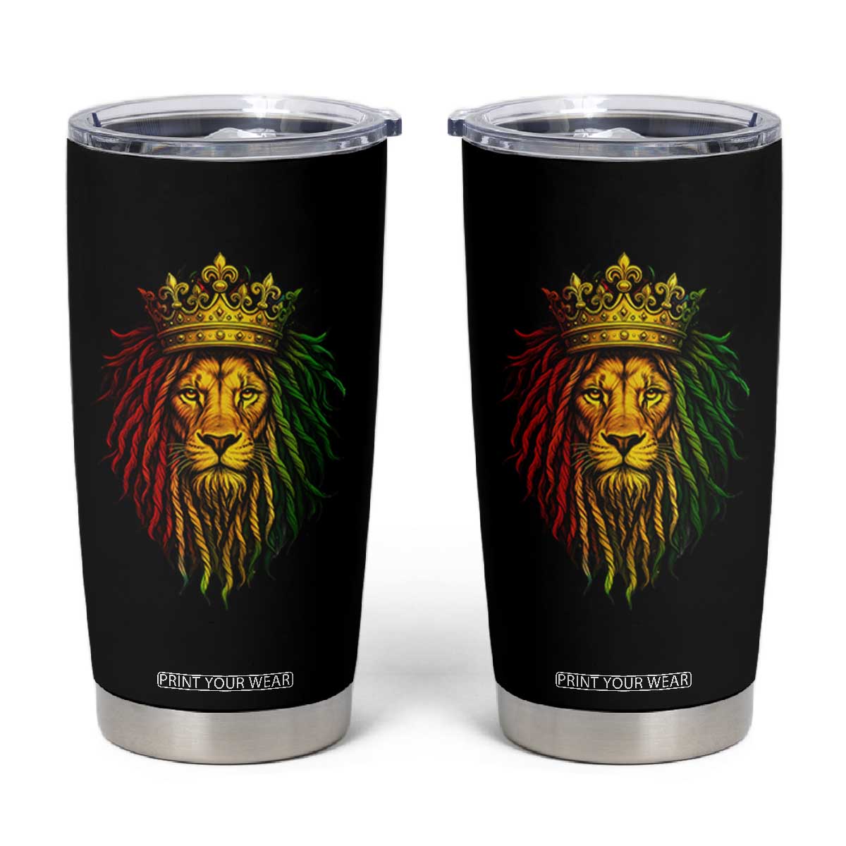 Rasta Reggae Lion Tumbler Cup Jamaican Pride Lion of Judah Gift for Rastafari TS10 Black Print Your Wear