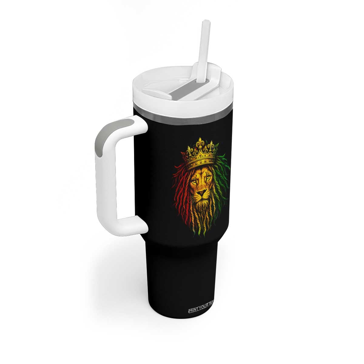Rasta Reggae Lion Tumbler With Handle Jamaican Pride Lion of Judah Gift for Rastafari TS10 Print Your Wear