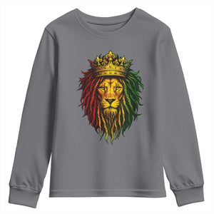 Rasta Reggae Lion Youth Sweatshirt Jamaican Pride Lion of Judah Gift for Rastafari TS10 Charcoal Print Your Wear