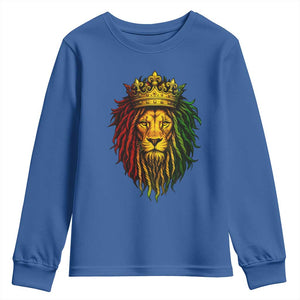 Rasta Reggae Lion Youth Sweatshirt Jamaican Pride Lion of Judah Gift for Rastafari TS10 Royal Blue Print Your Wear