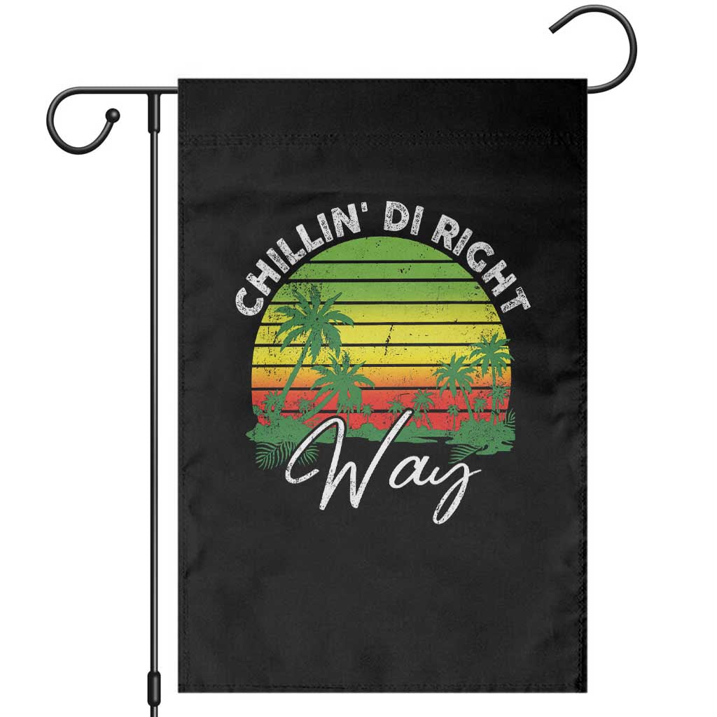Jamaican Reggae Vibes Garden Flag Retro Rasta Sunset Chill Chillin Di Right Way TS10 Black Print Your Wear
