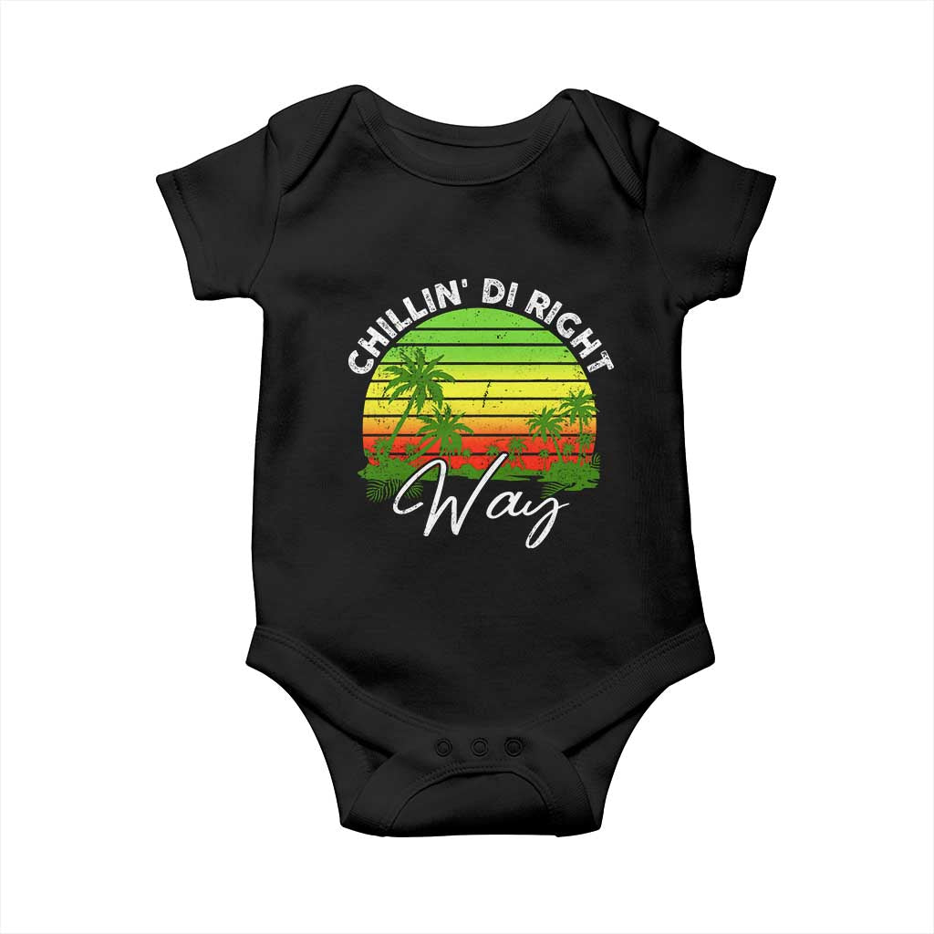 Jamaican Reggae Vibes Baby Onesie Retro Rasta Sunset Chill Chillin Di Right Way TS10 Black Print Your Wear