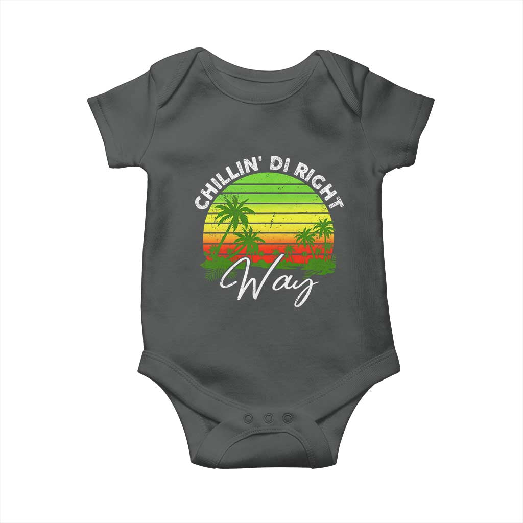Jamaican Reggae Vibes Baby Onesie Retro Rasta Sunset Chill Chillin Di Right Way TS10 Dark Heather Print Your Wear