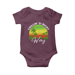 Jamaican Reggae Vibes Baby Onesie Retro Rasta Sunset Chill Chillin Di Right Way TS10 Maroon Print Your Wear