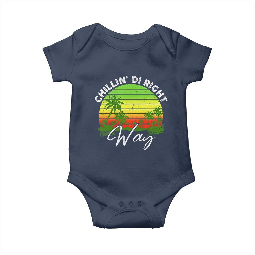 Jamaican Reggae Vibes Baby Onesie Retro Rasta Sunset Chill Chillin Di Right Way TS10 Navy Print Your Wear
