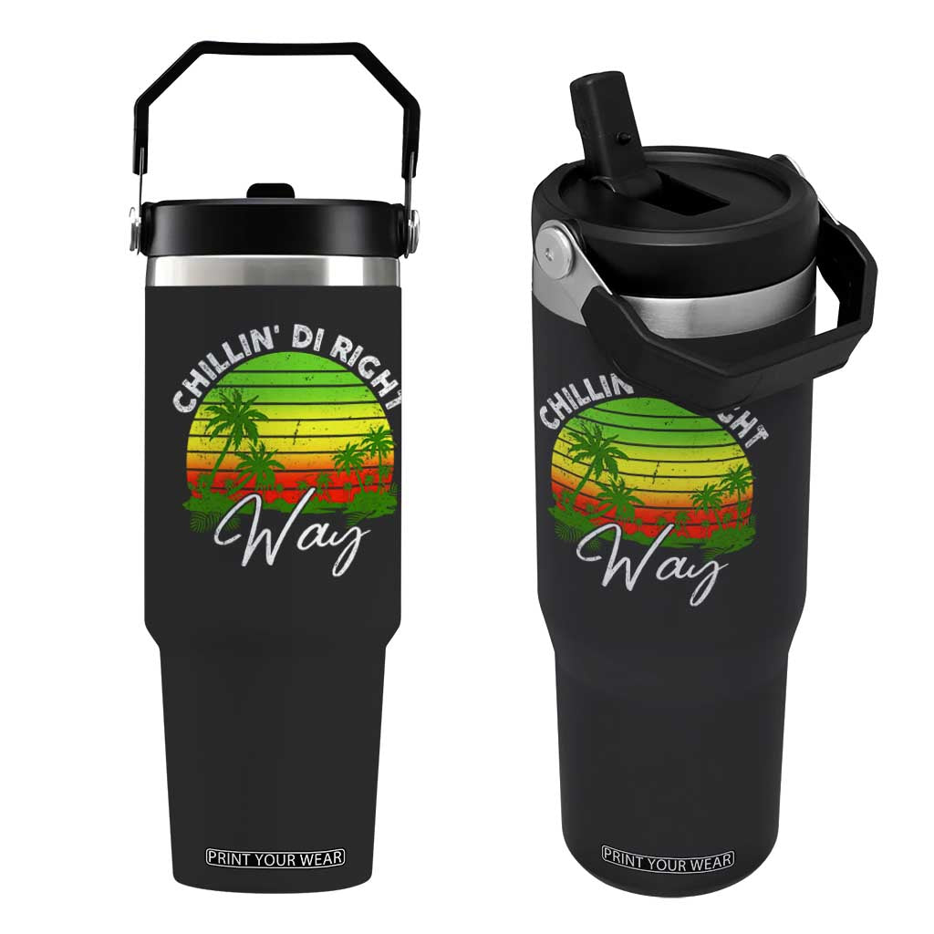 Jamaican Reggae Vibes Flip Straw Tumbler Retro Rasta Sunset Chill Chillin Di Right Way TS10 One Size: 30 oz Black Print Your Wear