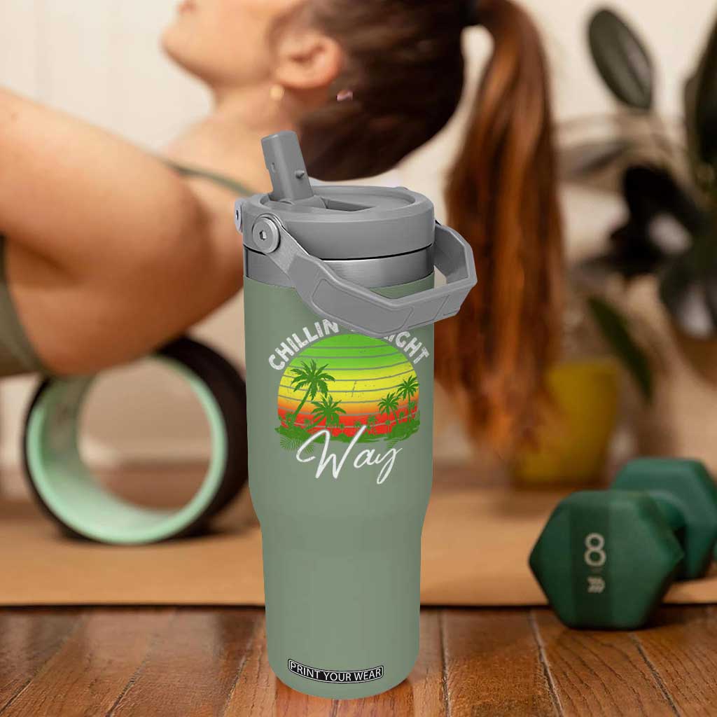 Jamaican Reggae Vibes Flip Straw Tumbler Retro Rasta Sunset Chill Chillin Di Right Way TS10 One Size: 30 oz Moss Green Print Your Wear