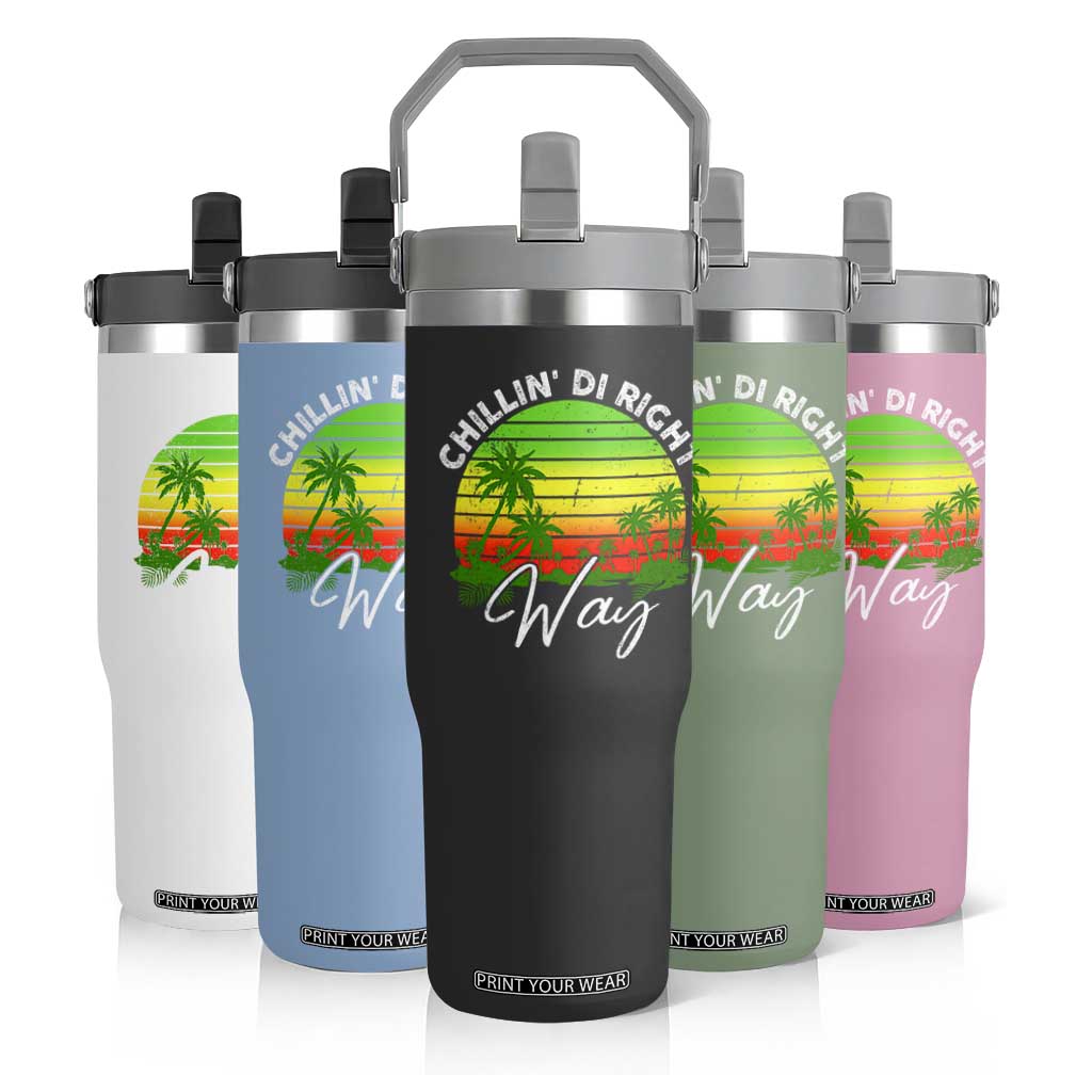 Jamaican Reggae Vibes Flip Straw Tumbler Retro Rasta Sunset Chill Chillin Di Right Way TS10 Print Your Wear