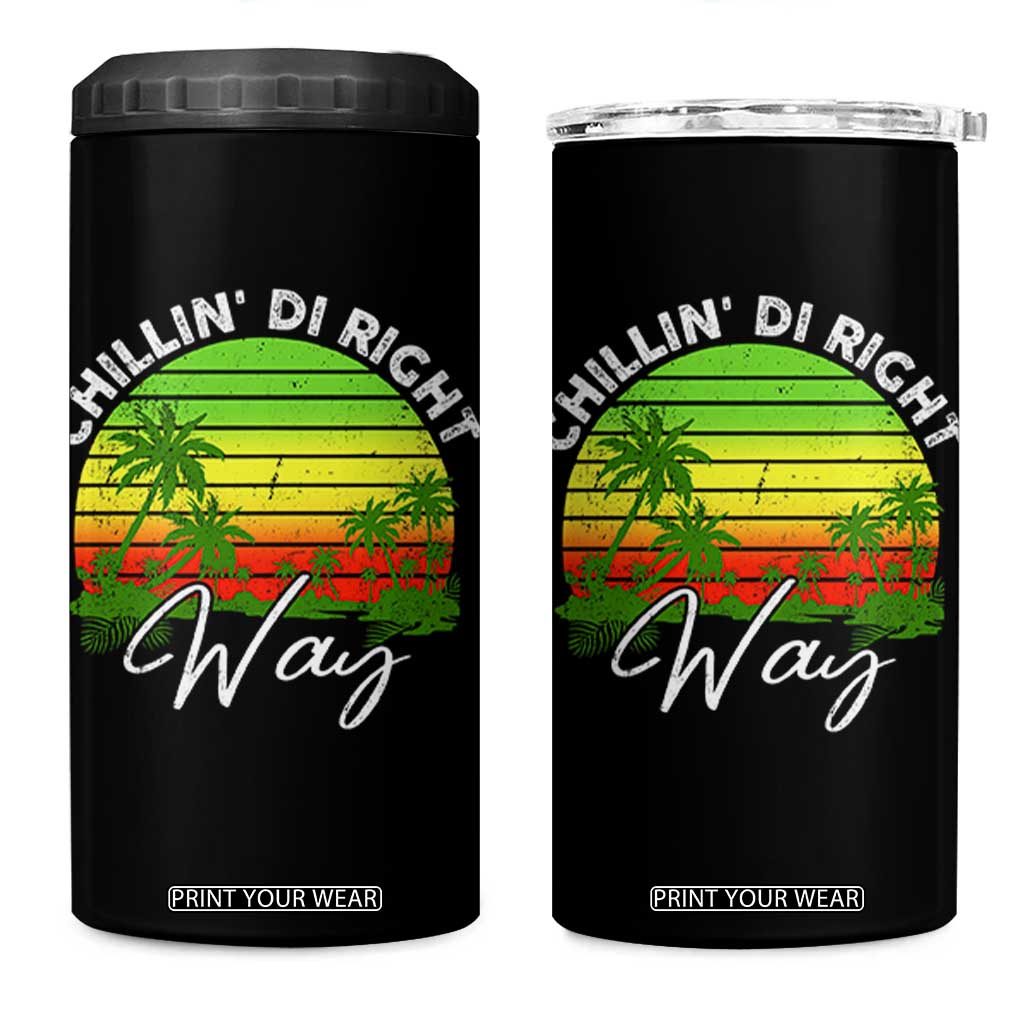 Jamaican Reggae Vibes 4 in 1 Can Cooler Tumbler Retro Rasta Sunset Chill Chillin Di Right Way TS10 One Size: 16 oz Black Print Your Wear