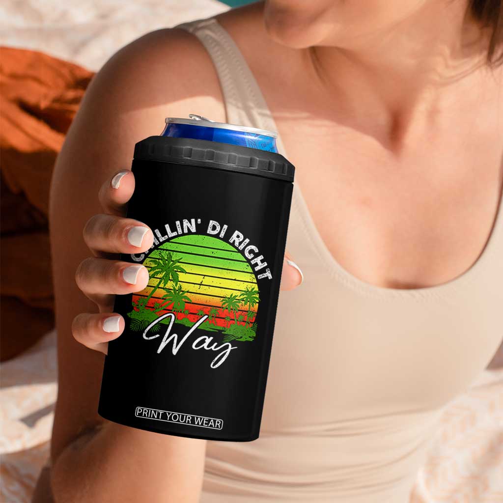 Jamaican Reggae Vibes 4 in 1 Can Cooler Tumbler Retro Rasta Sunset Chill Chillin Di Right Way TS10 Print Your Wear
