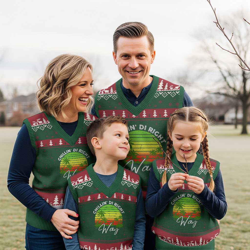 Jamaican Reggae Vibes V-Neck Knit Sweater Vest Retro Rasta Sunset Chill Chillin Di Right Way TS10 Red Green Print Your Wear