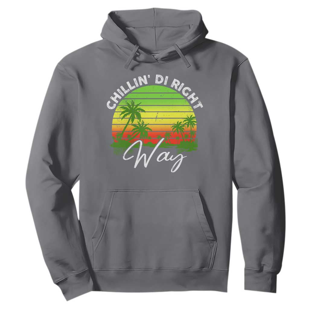 Jamaican Reggae Vibes Hoodie Retro Rasta Sunset Chill Chillin Di Right Way TS10 Charcoal Print Your Wear